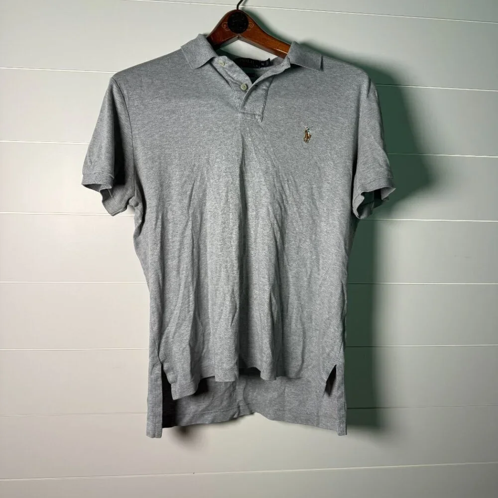 POLO Ralph Lauren Gray Polo Short Sleeve Shirt, Sz Medium, Pima Soft Touch